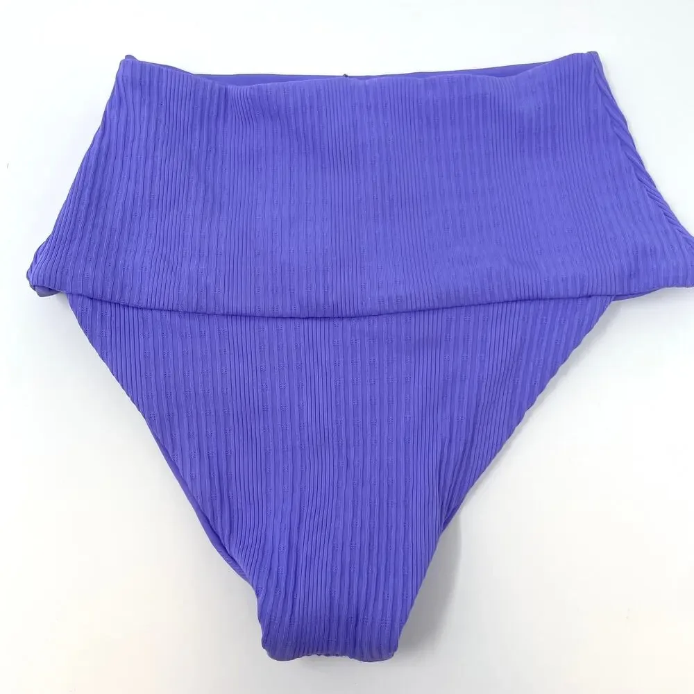 L*SPACE Pointelle Rib Desi Bikini Bottom In Purple Size XS New